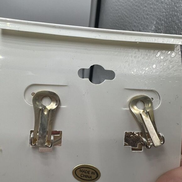 Vintage Clip On Earrings And Pendant Chunky Thumb Print Style Silver Plated BEST - Picture 7 of 11